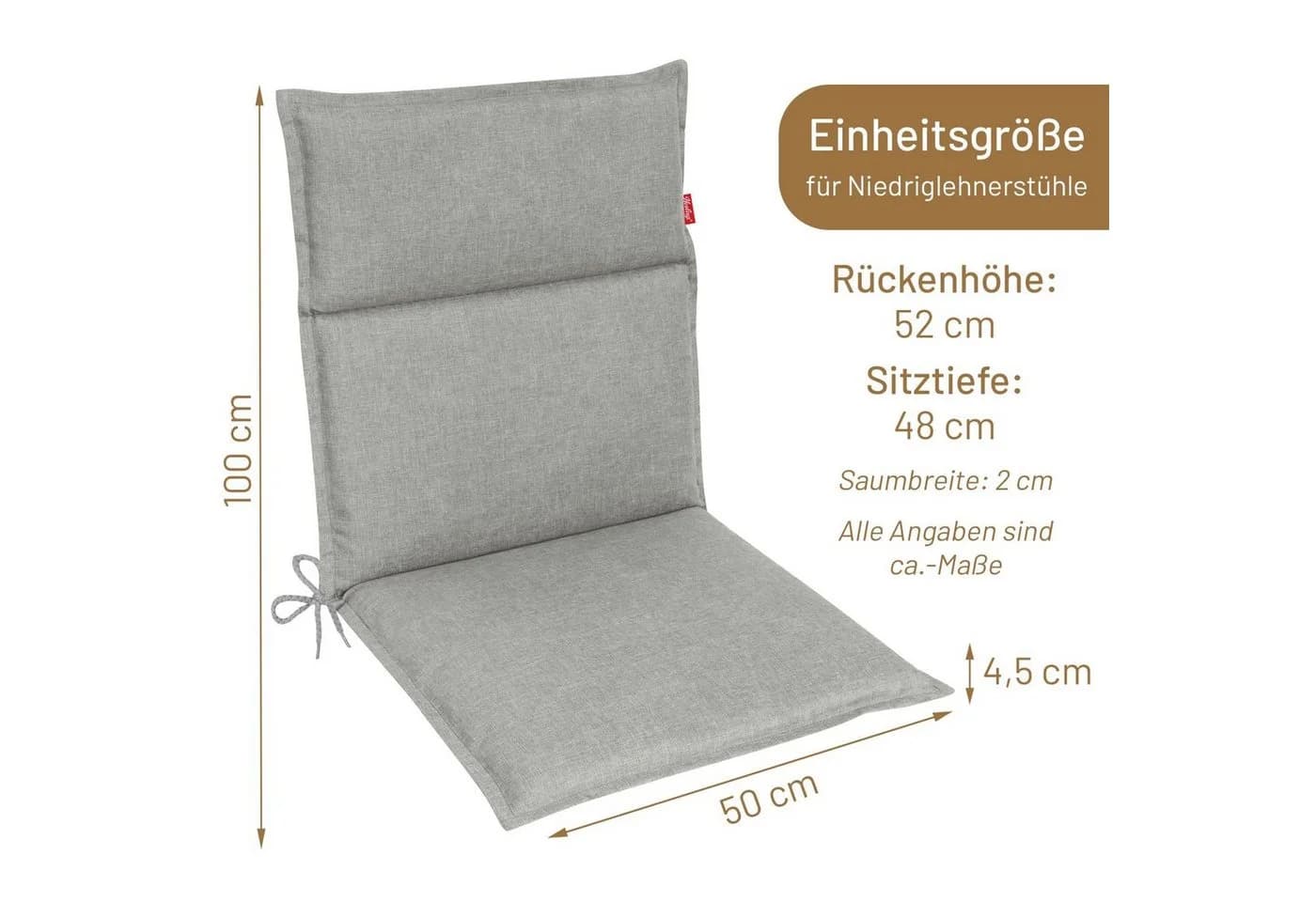 Herlag Polsterauflage Bea Silbergrau Gartenstuhl Niedriglehner - Bild 3