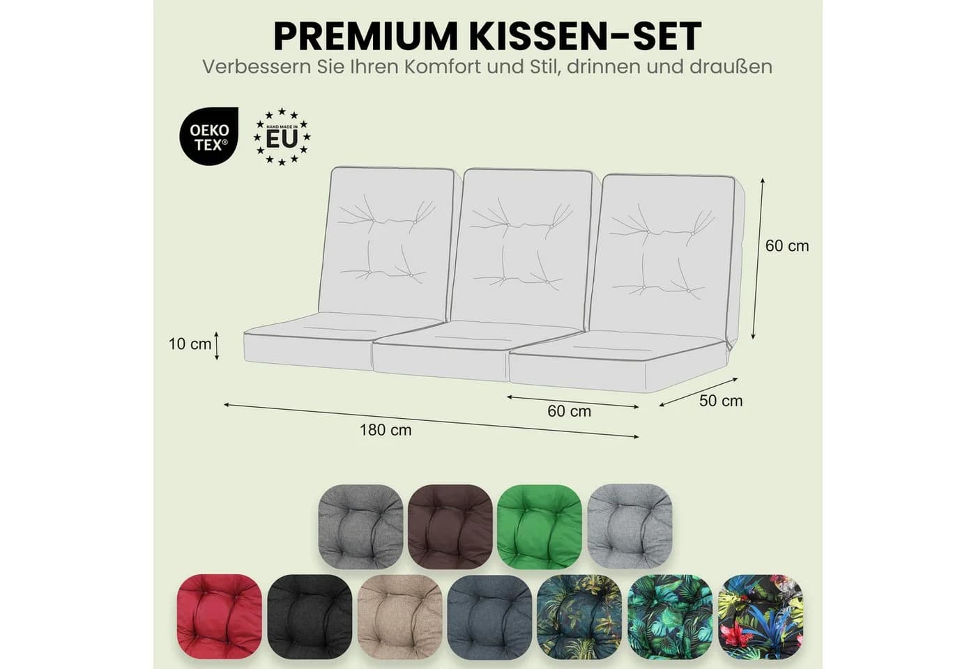 Hobbygarden Bankauflage Aschgrau wasserabweisend UV-beständig - Bild 4