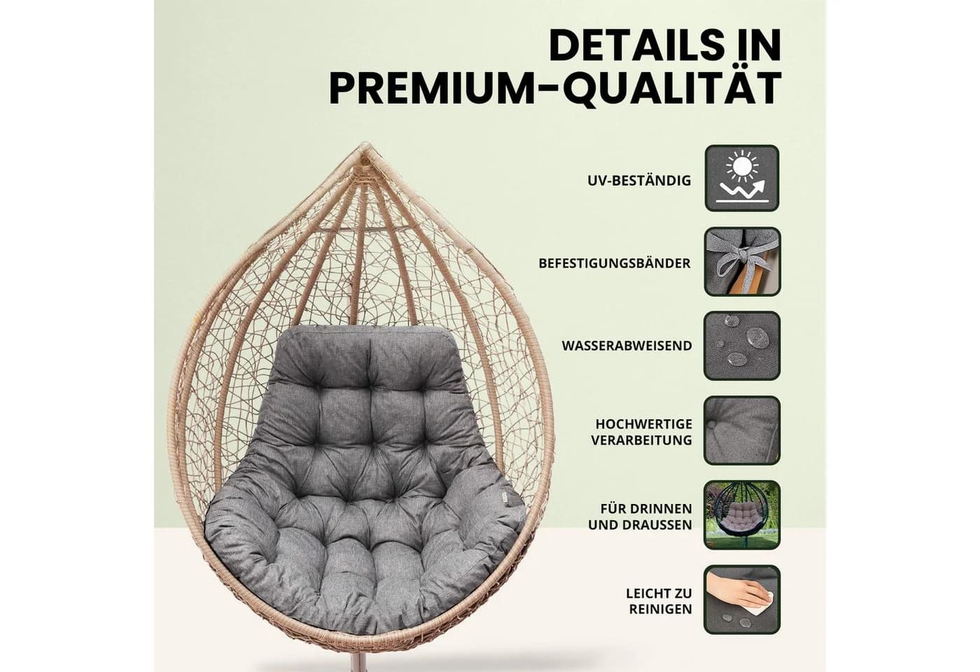 Hobbygarden Hängesessel Kissen Polyrattan Rattan - Bild 5