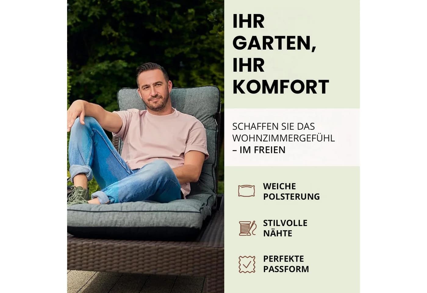 Hobbygarden Liegenauflage HUGO Bunt Gesteppt Gartenliege - Bild 4