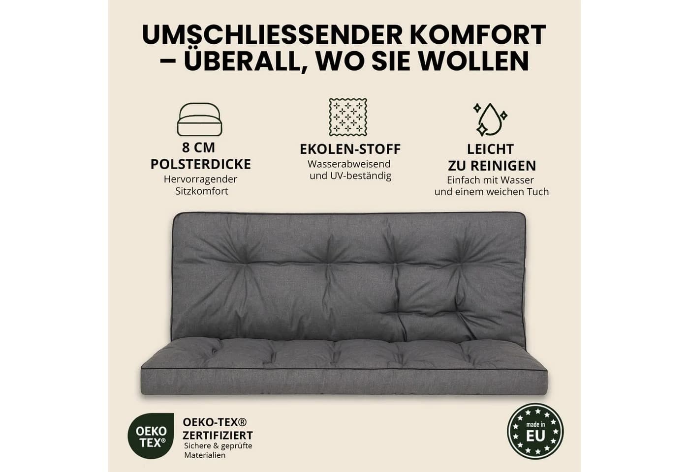 Hobbygarden Bankauflage POLA Rot mit 2 Seitenkissen - Bild 4