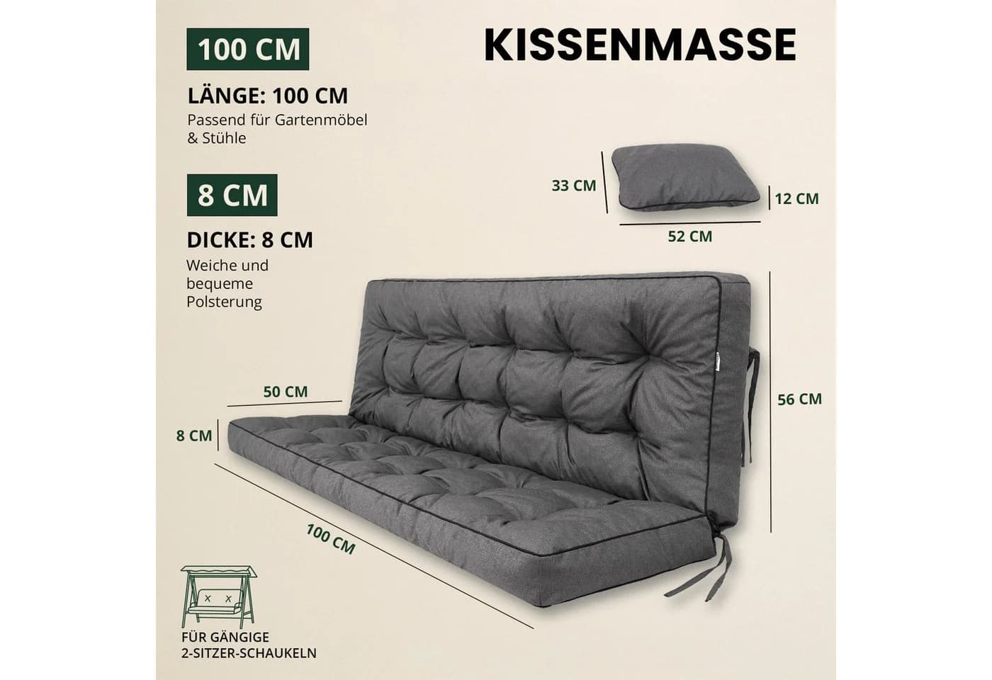 Hobbygarden Bankauflage POLA Rot mit 2 Seitenkissen - Bild 5