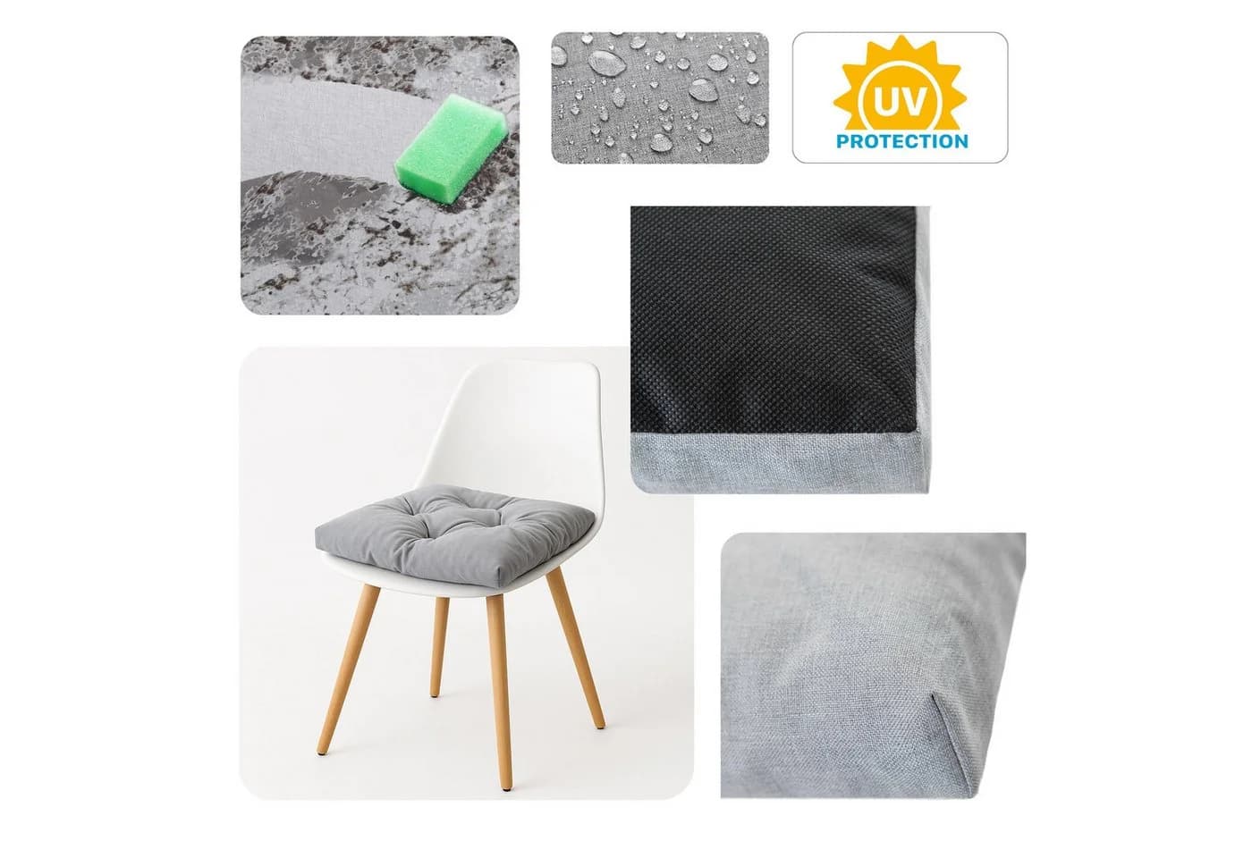 Hobbygarden Stuhlkissen Grau 45x45cm Wasserdicht Wetterfest - Bild 5