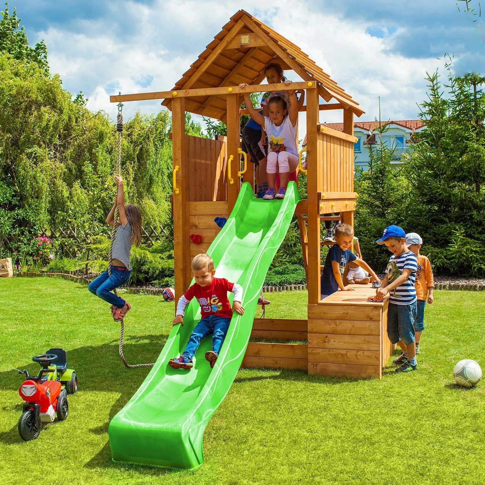 FUNGOO Spielturm FORTRESS Toybox - Braun/Grün