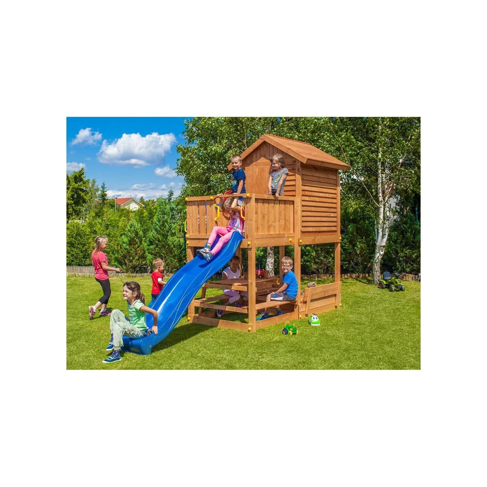 FUNGOO Spielturm My HOUSE Free Time Beach mit Rutsche und Schaukel