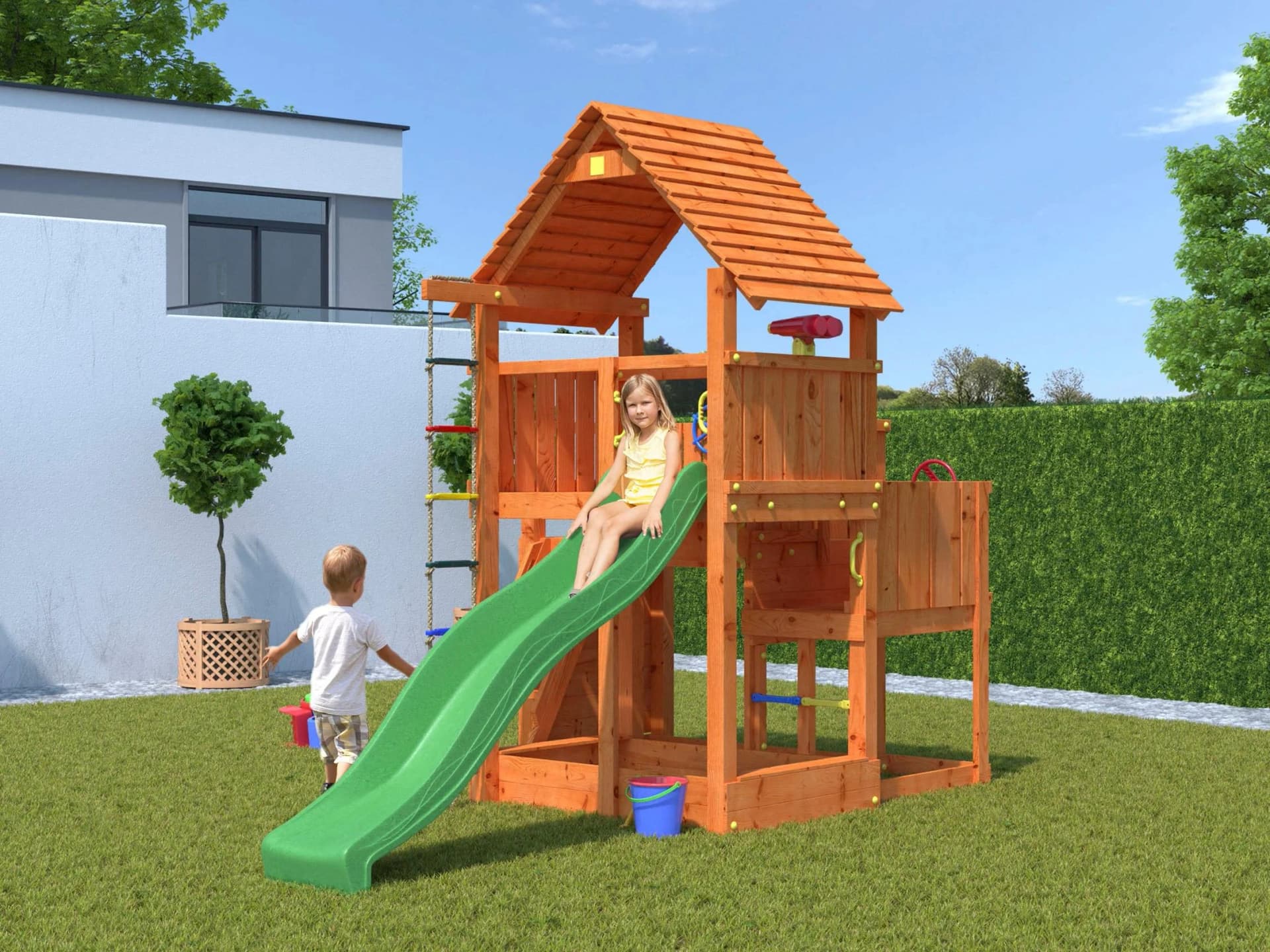 FUNGOO BIG LEADER Spielturm Klettergerüst Satteldach - Bild 2
