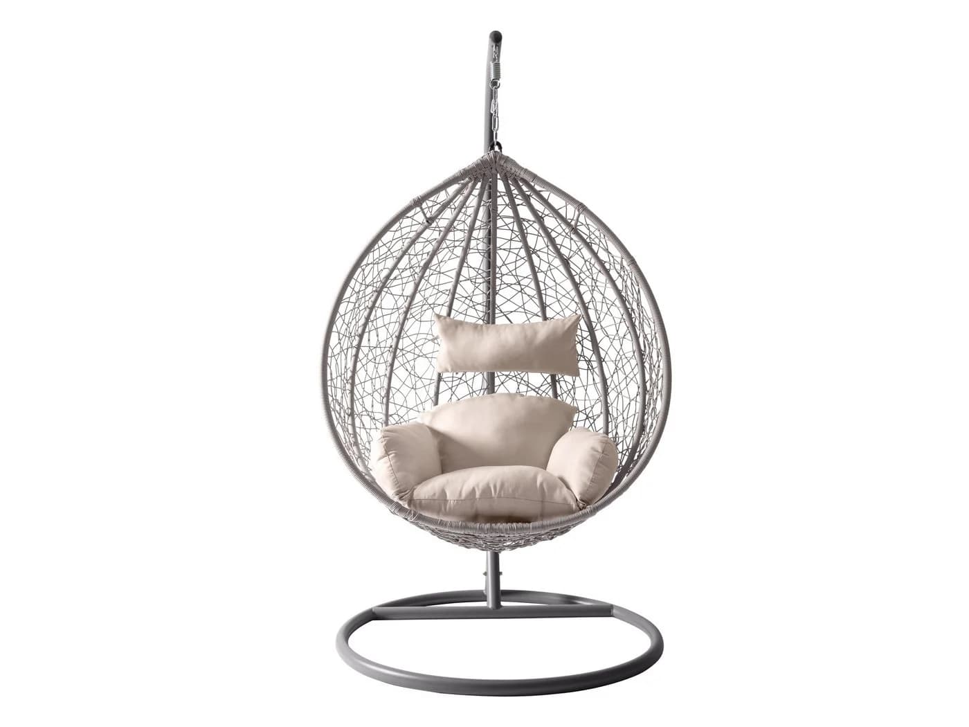 MIRJAN24 Hängesessel Savona Grau Rattan Metallskelett Kissen-Set - Bild 4