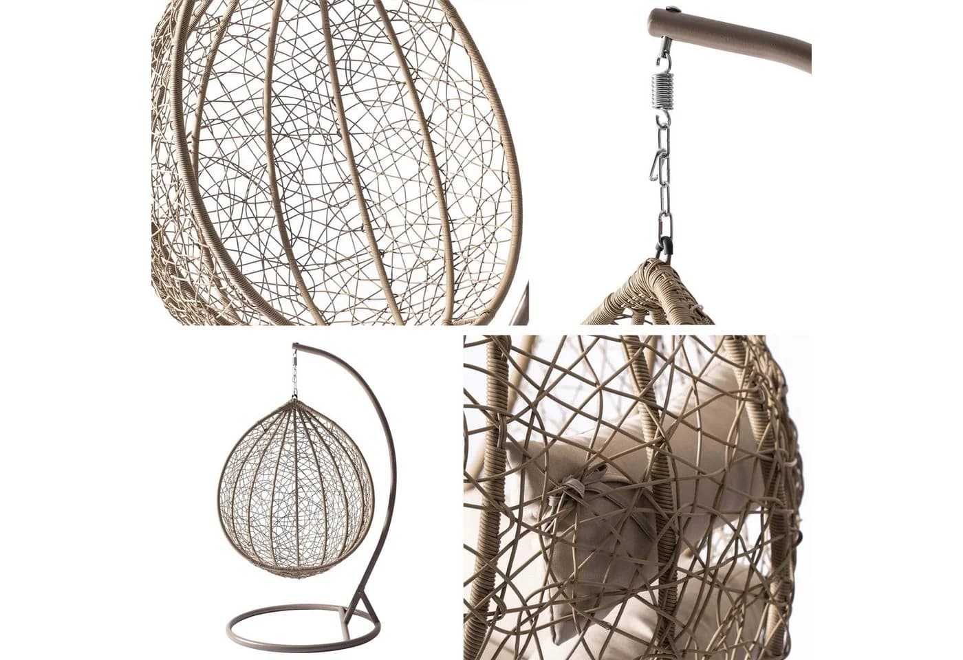 MIRJAN24 Hängesessel Savona Grau Rattan Metallskelett Kissen-Set - Bild 5