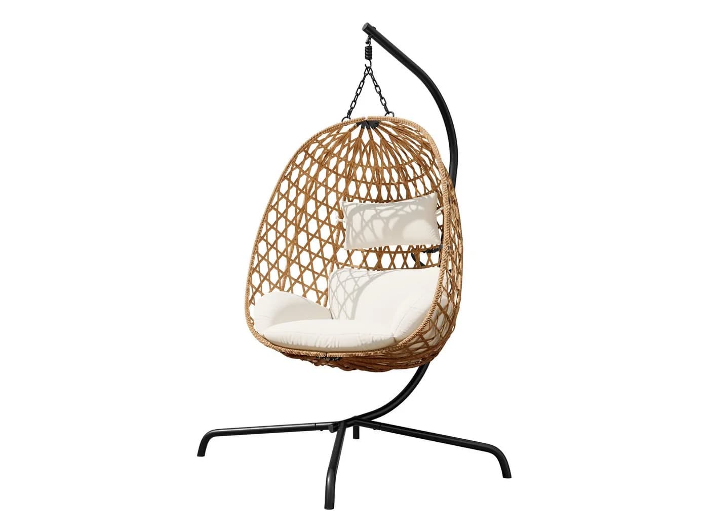 MIRJAN24 Hängesessel Liwebo Rattan Metallskelett Schwarz Beige - Bild 2