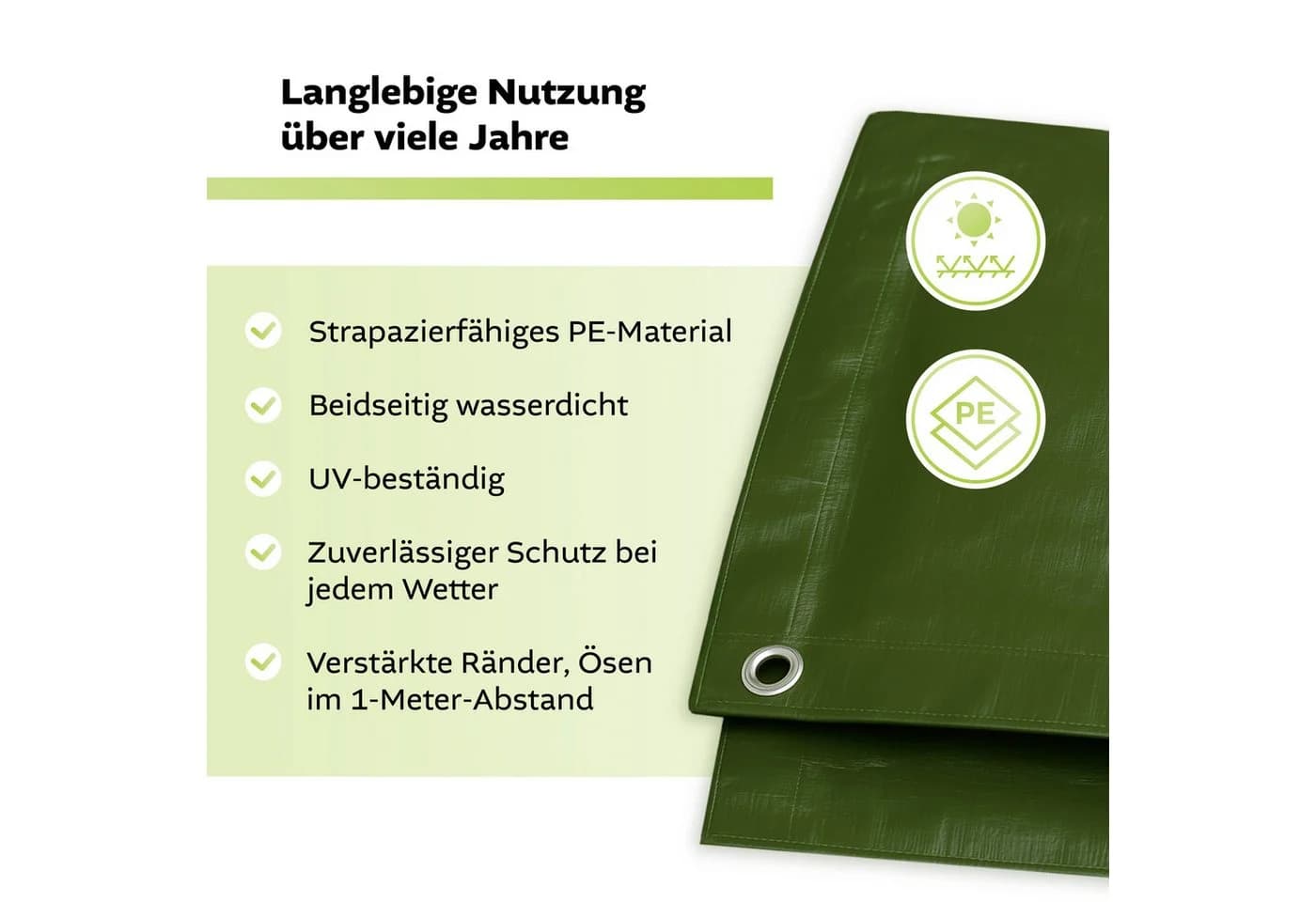 GF Schutzplane Premium Line 140g/m² UV-Schutz Wasserdicht Grün - Bild 3