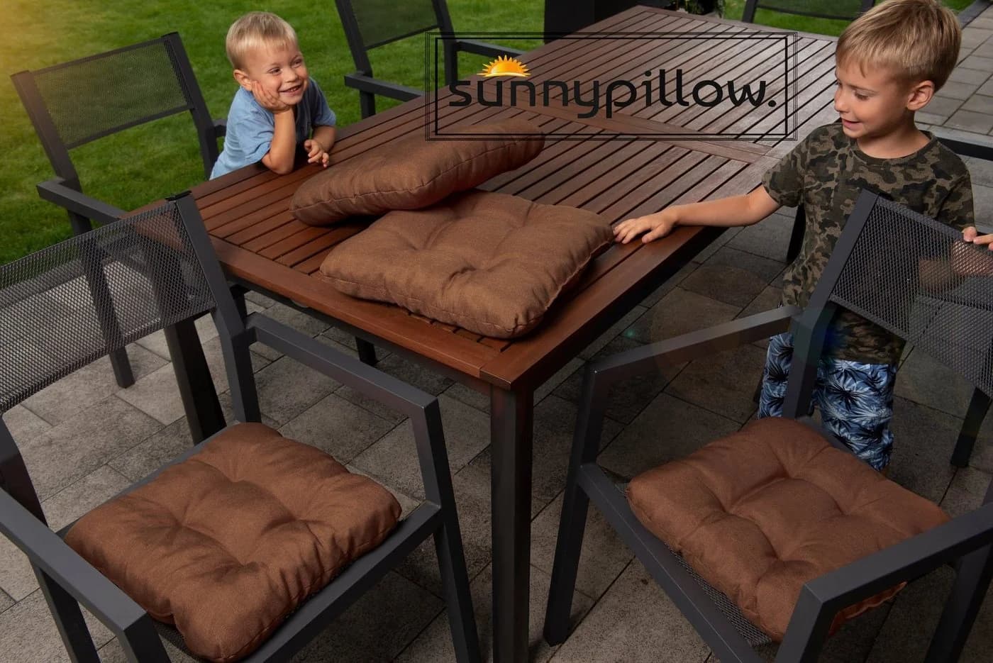 sunnypillow Stuhlkissen 4er Set Braun 40x40 cm