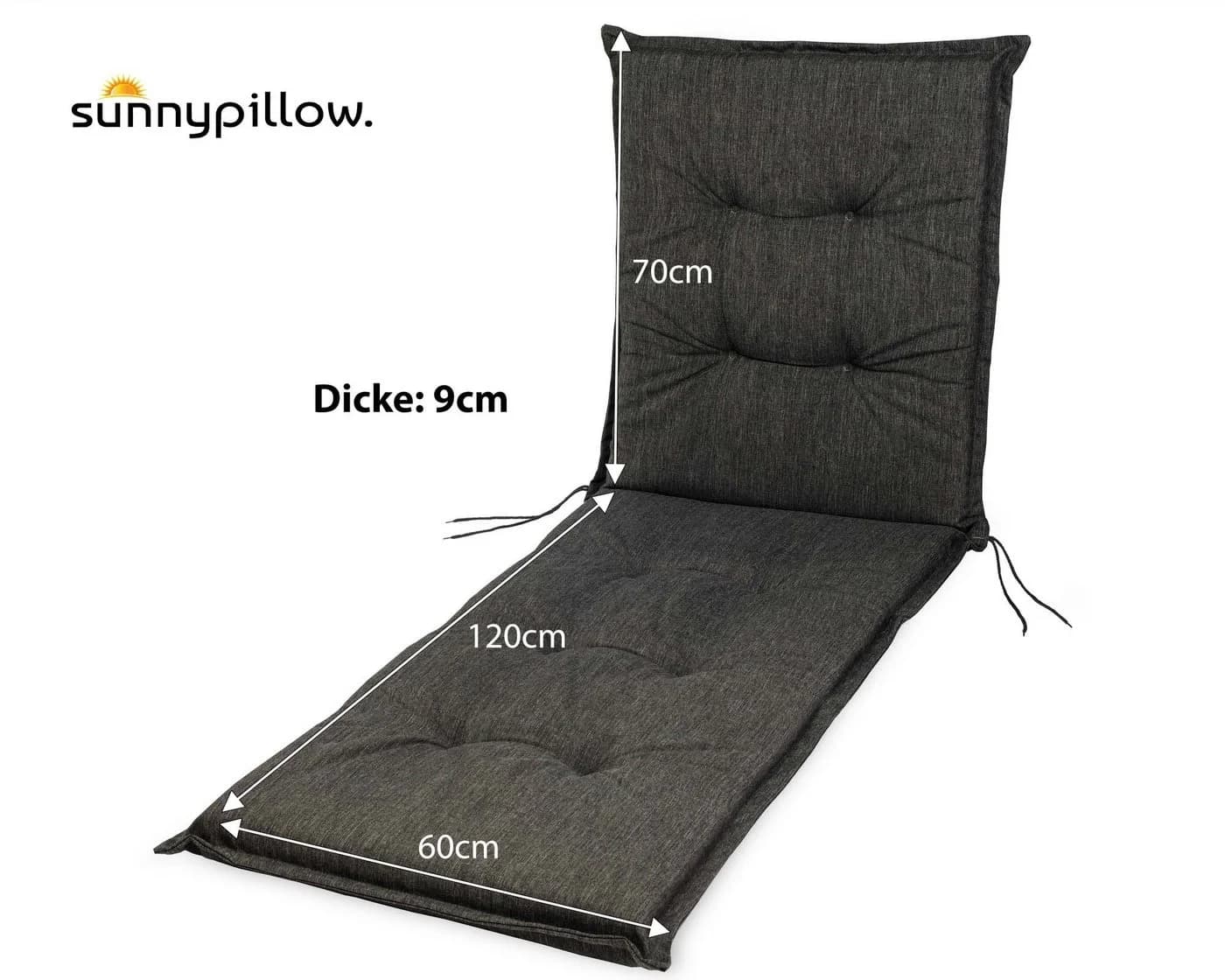 sunnypillow Liegenauflage Grau UV-Lichtecht Gartenliege - Bild 3