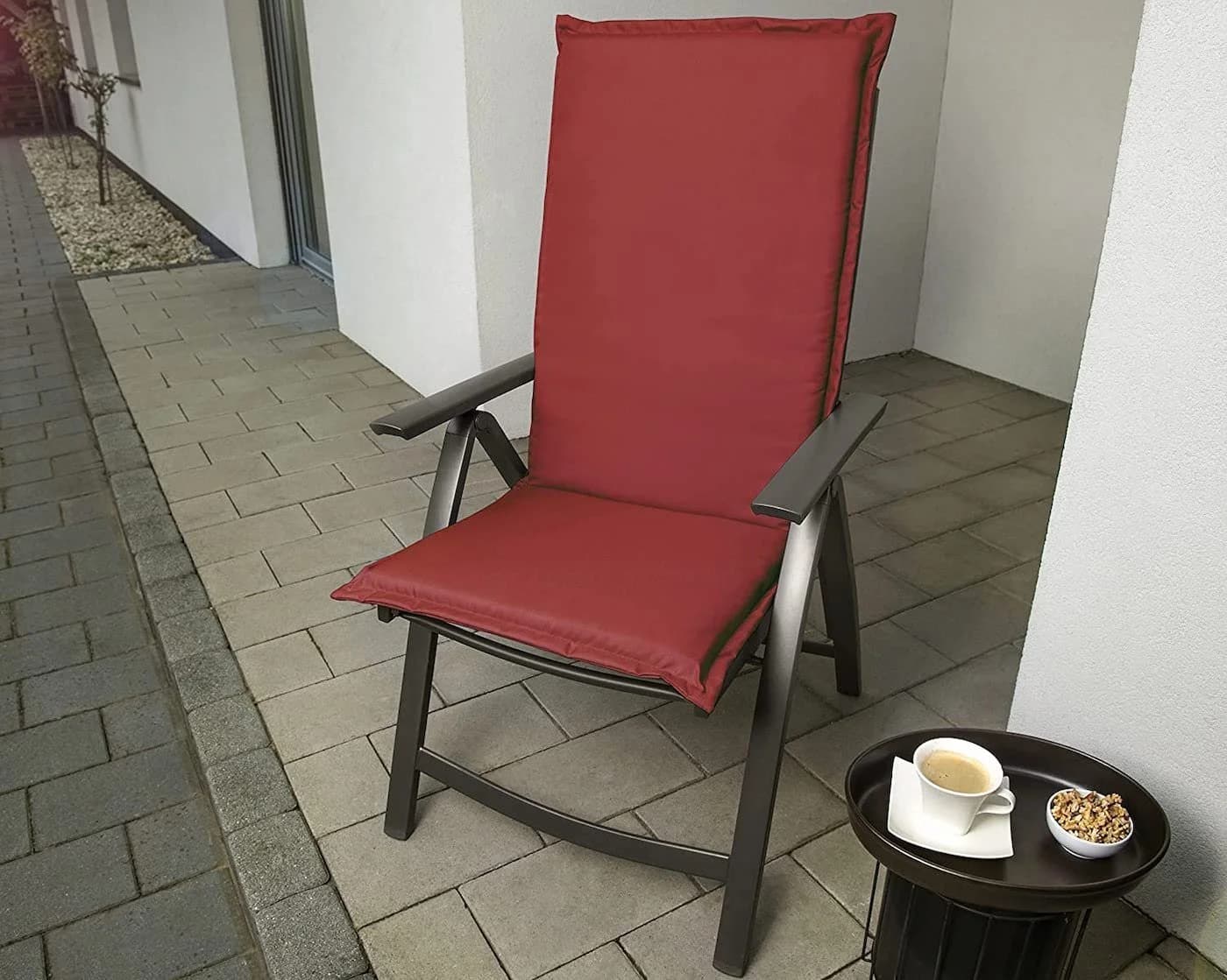 sunnypillow Gartenstuhlauflage Rot 9cm Extra Dick