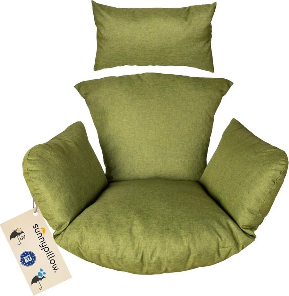 sunnypillow Hängesessel Auflage Grün für Rattan & Polyrattan Hängeschaukel - Bild 2