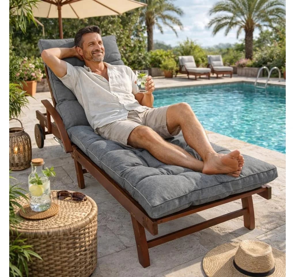 Sunnypillow Liegenauflage Grau 200x60cm Extra Dick