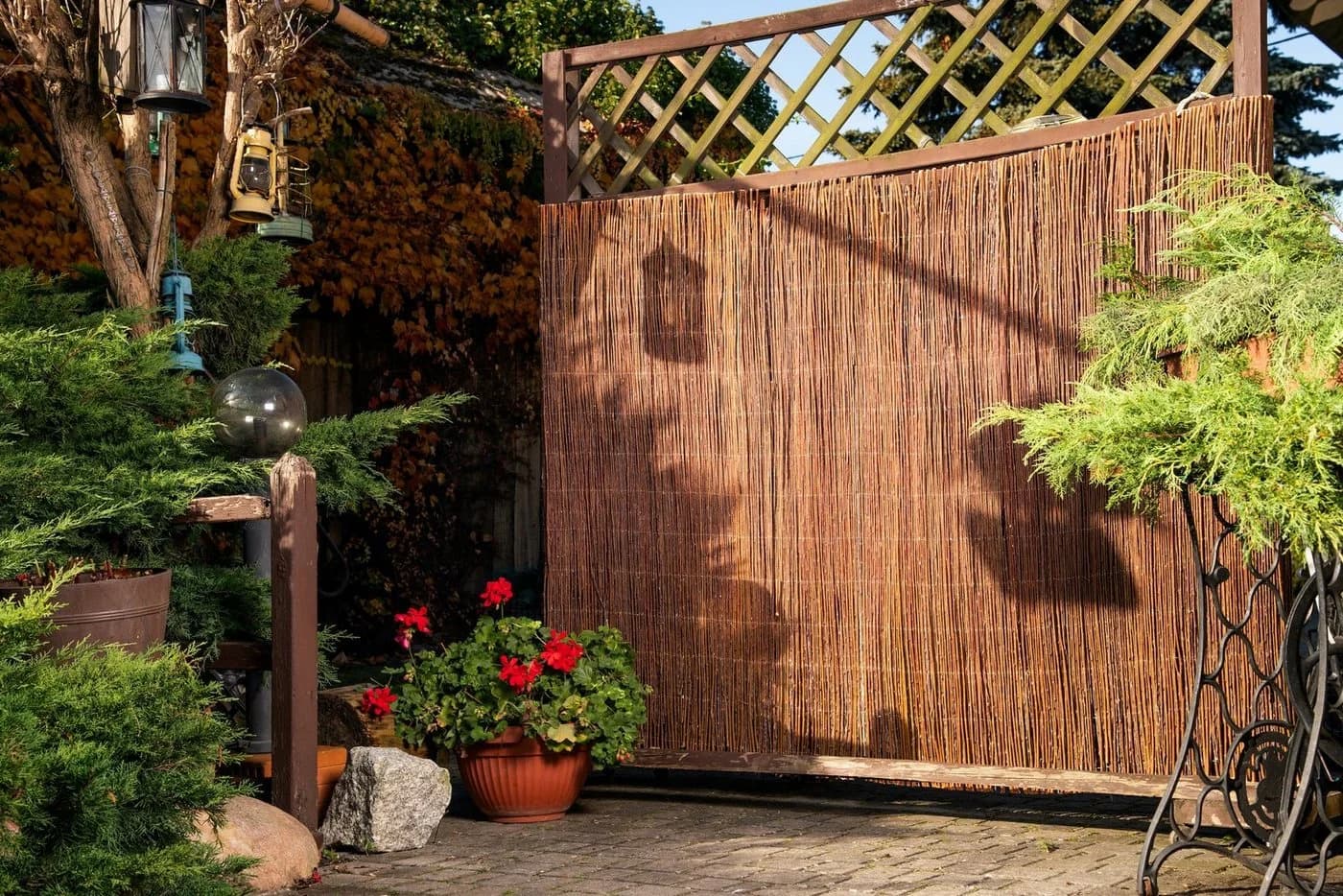 sunnypillow Weidenzaun Weidenmatte Sichtschutz Zaun für Balkon und Terrasse