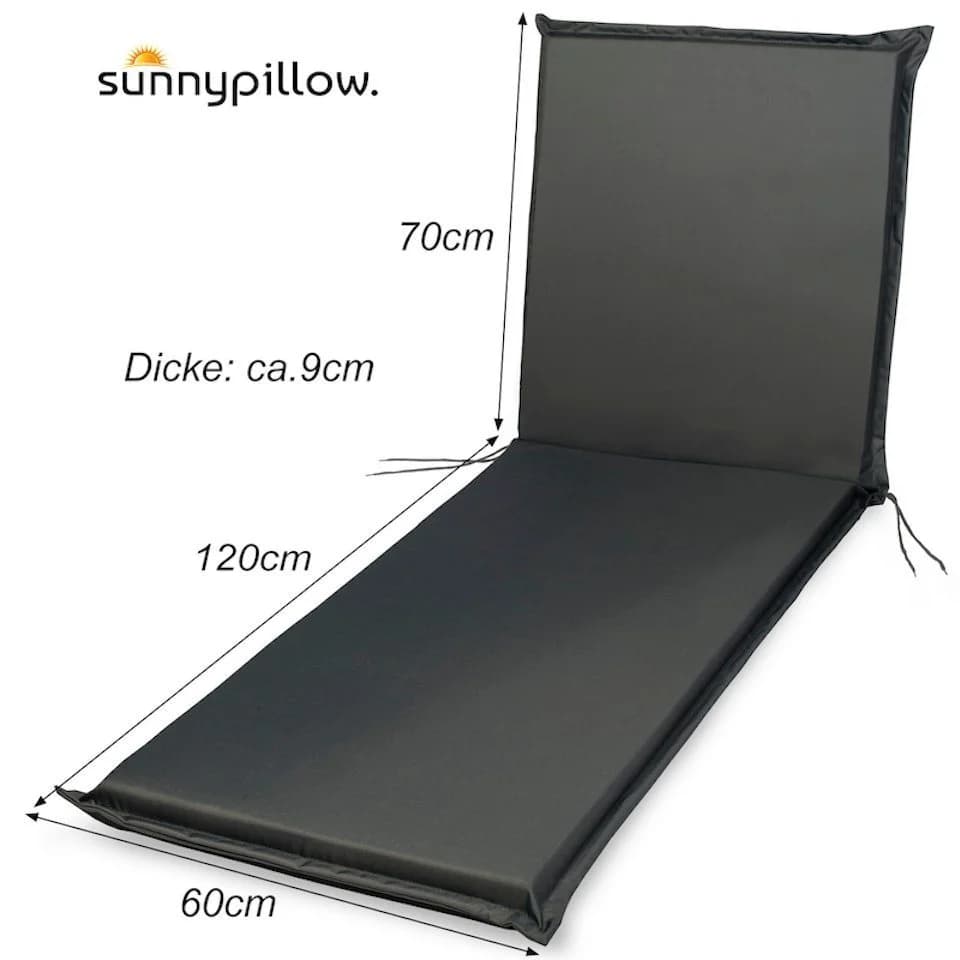 sunnypillow Liegenauflage Anthrazit 2 Stück