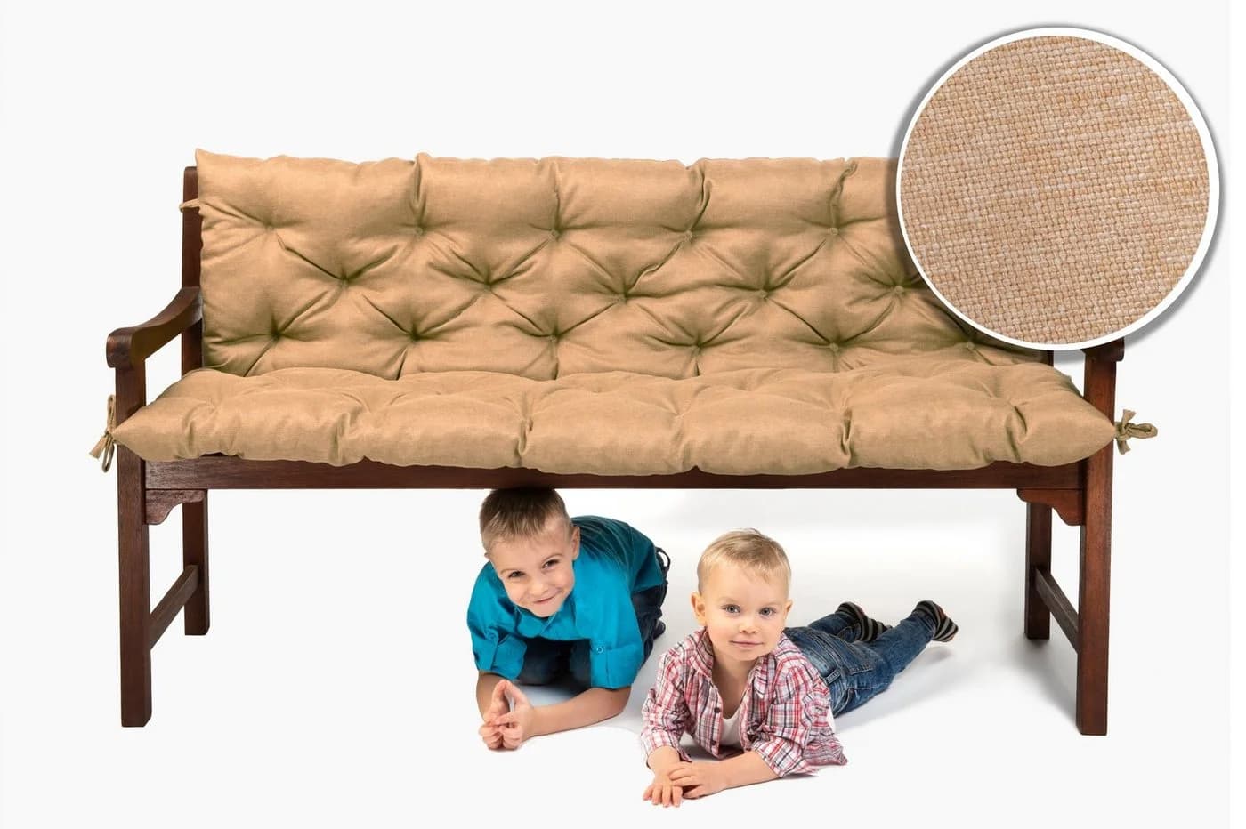 sunnypillow Bankauflage sandfarben Polyester mit Befestigungsbändern