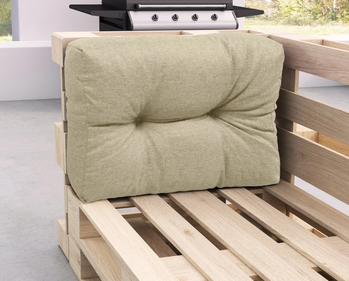 sunnypillow Rückenkissen Palettenkissen gesteppt Cremefarben - Bild 4