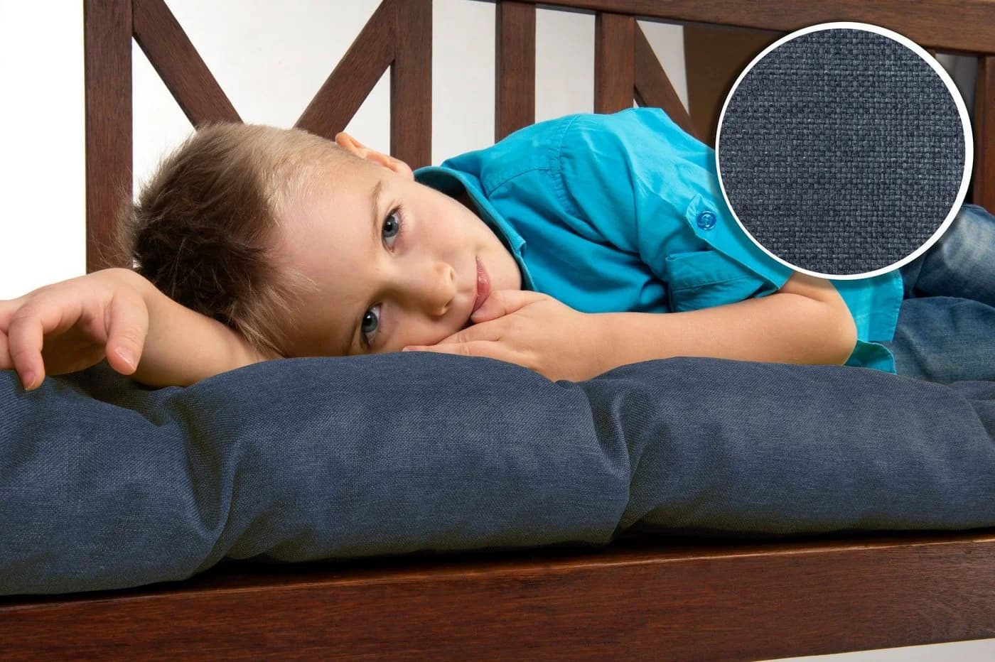 sunnypillow Bankauflage Blau Polyester mit Befestigungsbändern