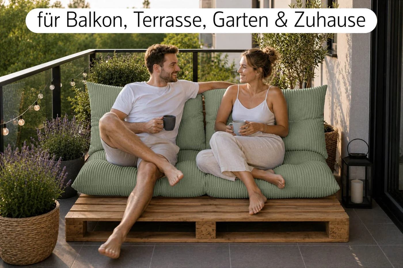 Amilian Palettenkissen Set 3-teilig Grün für Europaletten - Bild 3