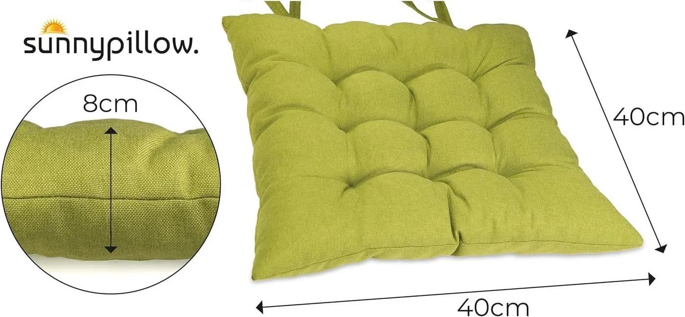 sunnypillow Stuhlkissen 4er Set Ontario Grün mit Bändern