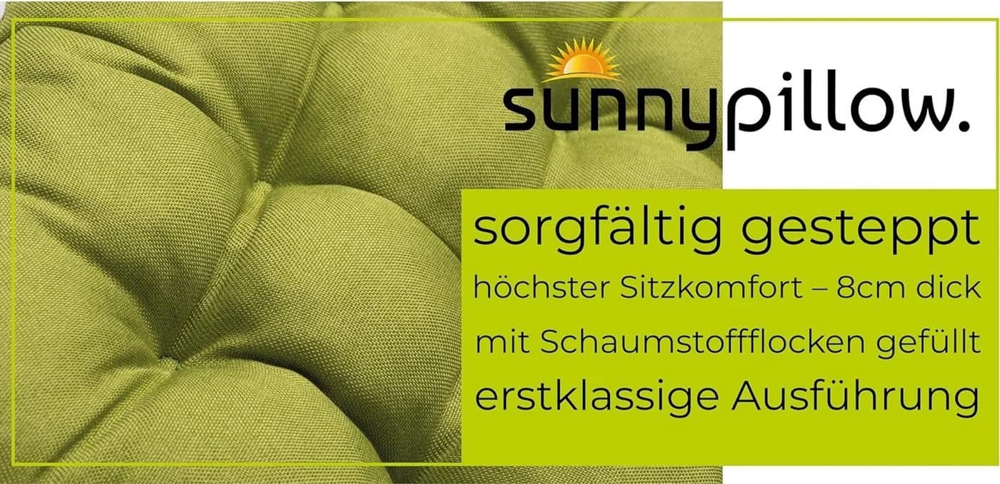 sunnypillow Stuhlkissen 4er Set Ontario Grün mit Bändern - Bild 3