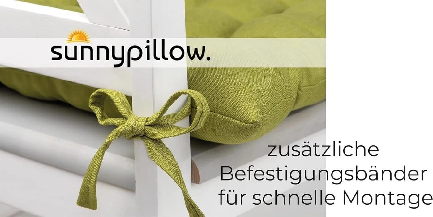 sunnypillow Stuhlkissen 4er Set Ontario Grün mit Bändern - Bild 4