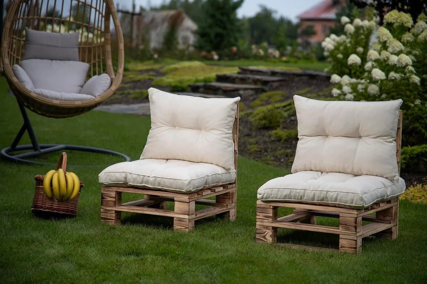 sunnypillow Stuhlkissen Gartenkissen Beige Outdoor Indoor UV-beständig