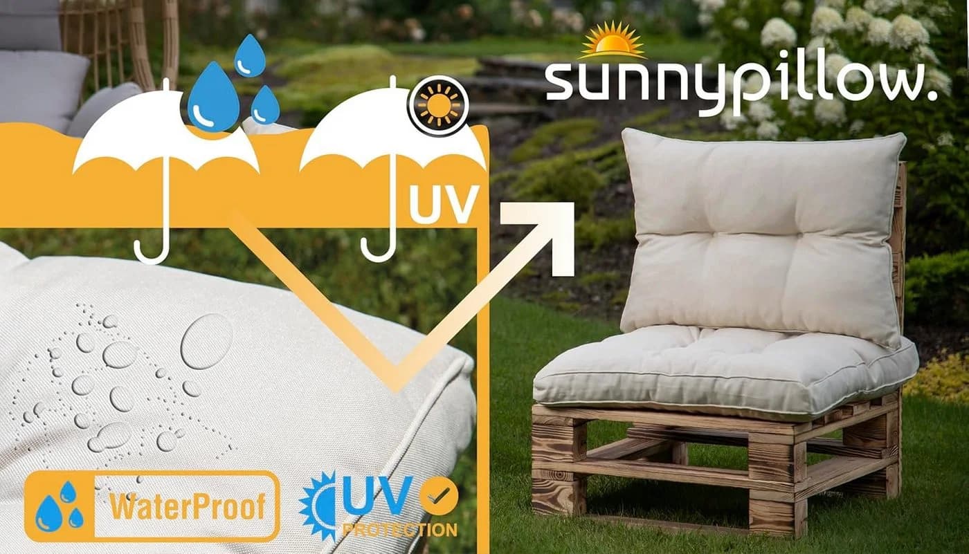 sunnypillow Stuhlkissen Gartenkissen Beige Outdoor Indoor UV-beständig - Bild 5