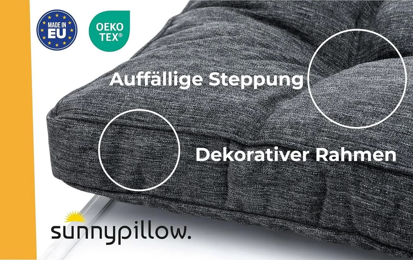 sunnypillow Stuhlkissen Gartenkissen Grau Outdoor Indoor - Bild 4