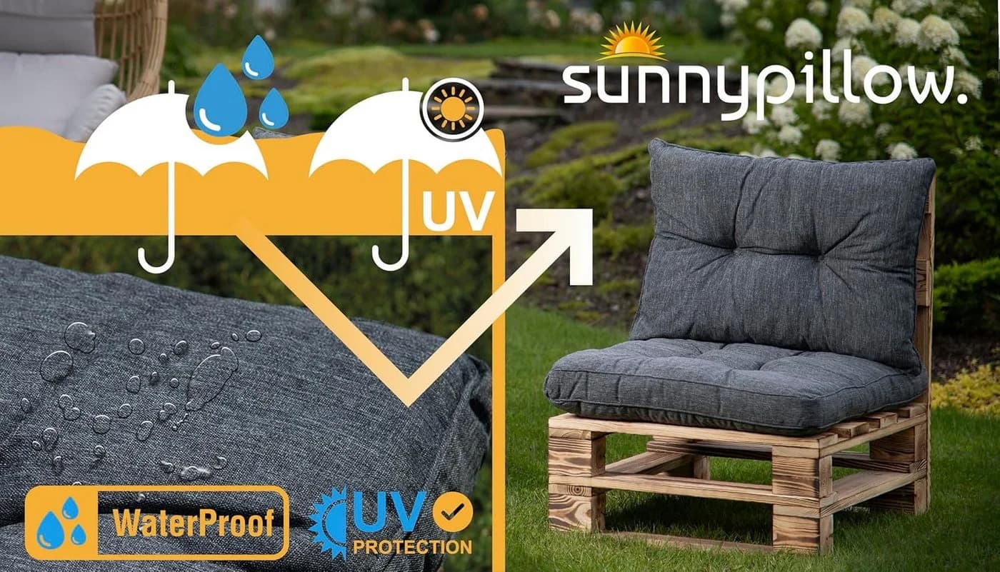 sunnypillow Stuhlkissen Gartenkissen Grau Outdoor Indoor - Bild 5