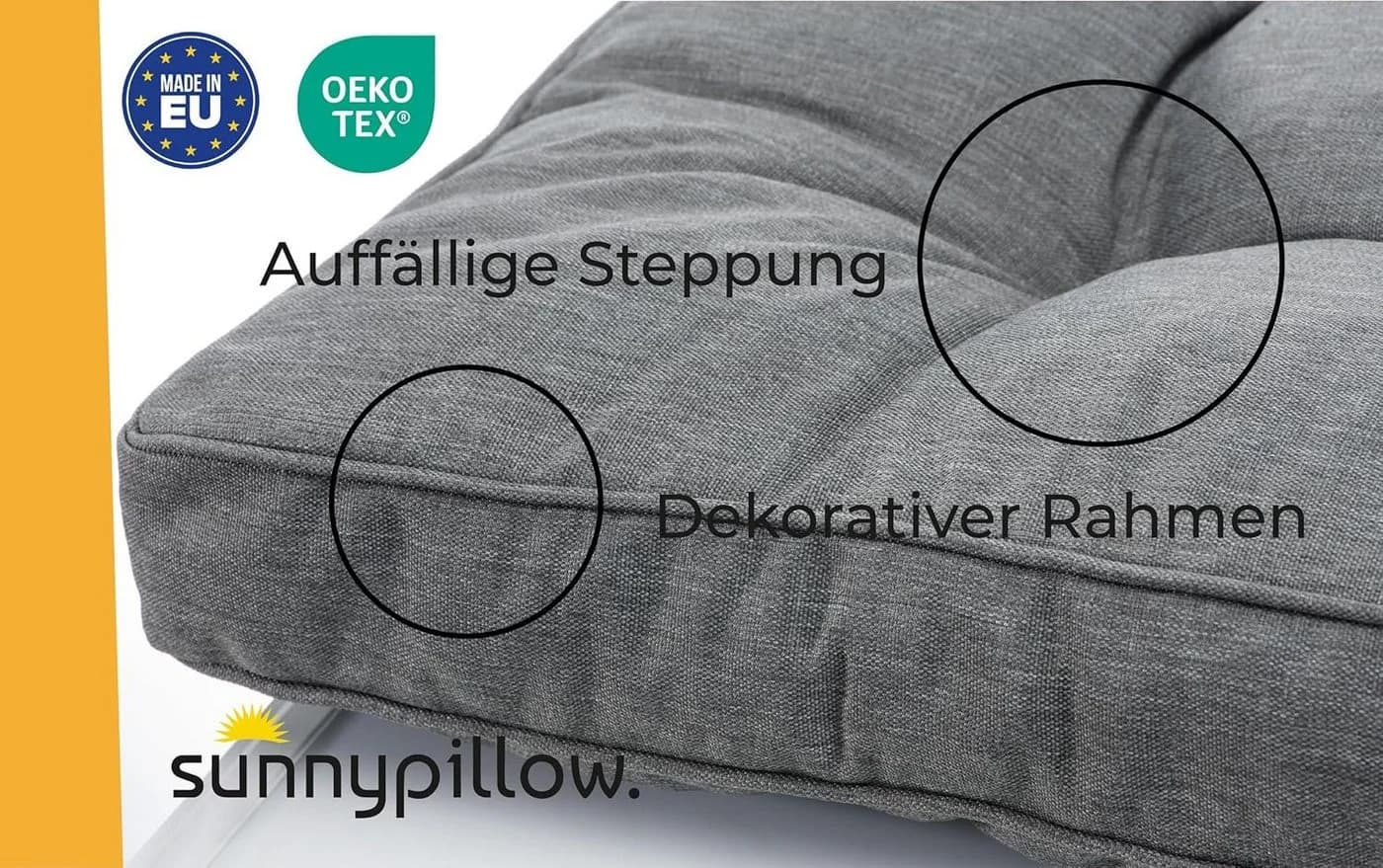 sunnypillow Stuhlkissen Grau Silber Gartenkissen UV-beständig - Bild 4