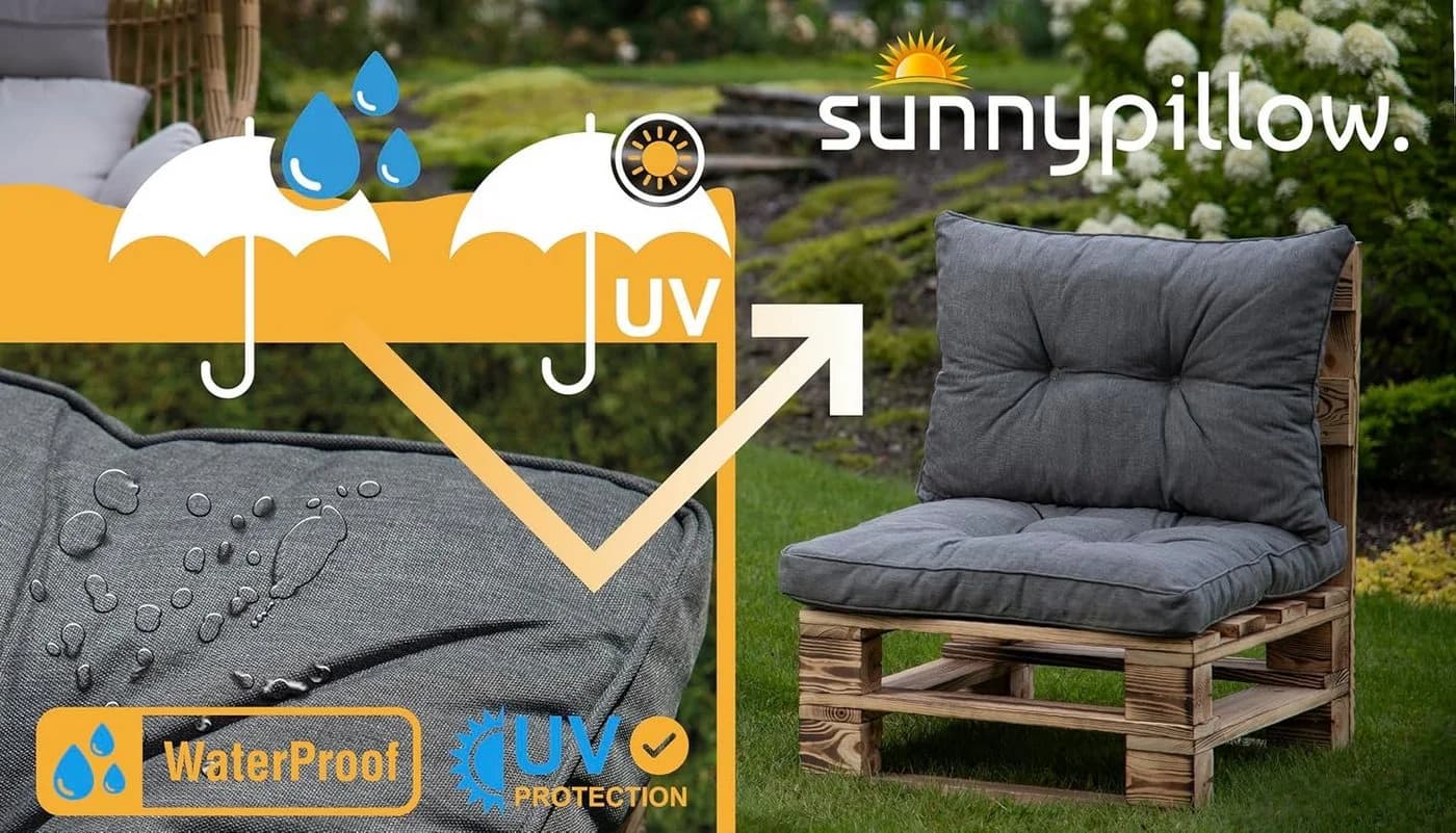 sunnypillow Stuhlkissen Grau Silber Gartenkissen UV-beständig - Bild 5