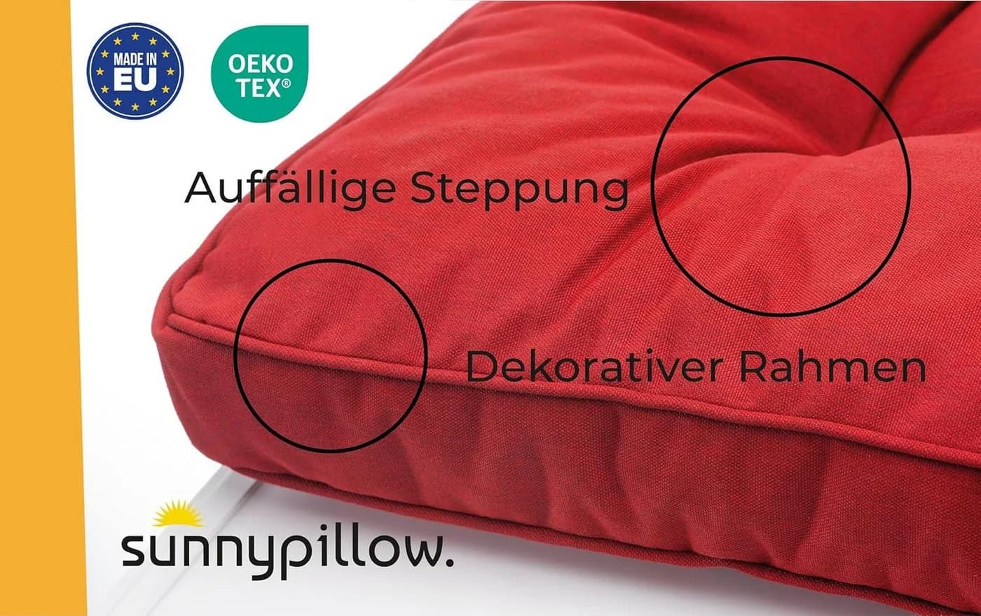 sunnypillow Stuhlkissen Gartenkissen Rot Outdoor Indoor - Bild 4