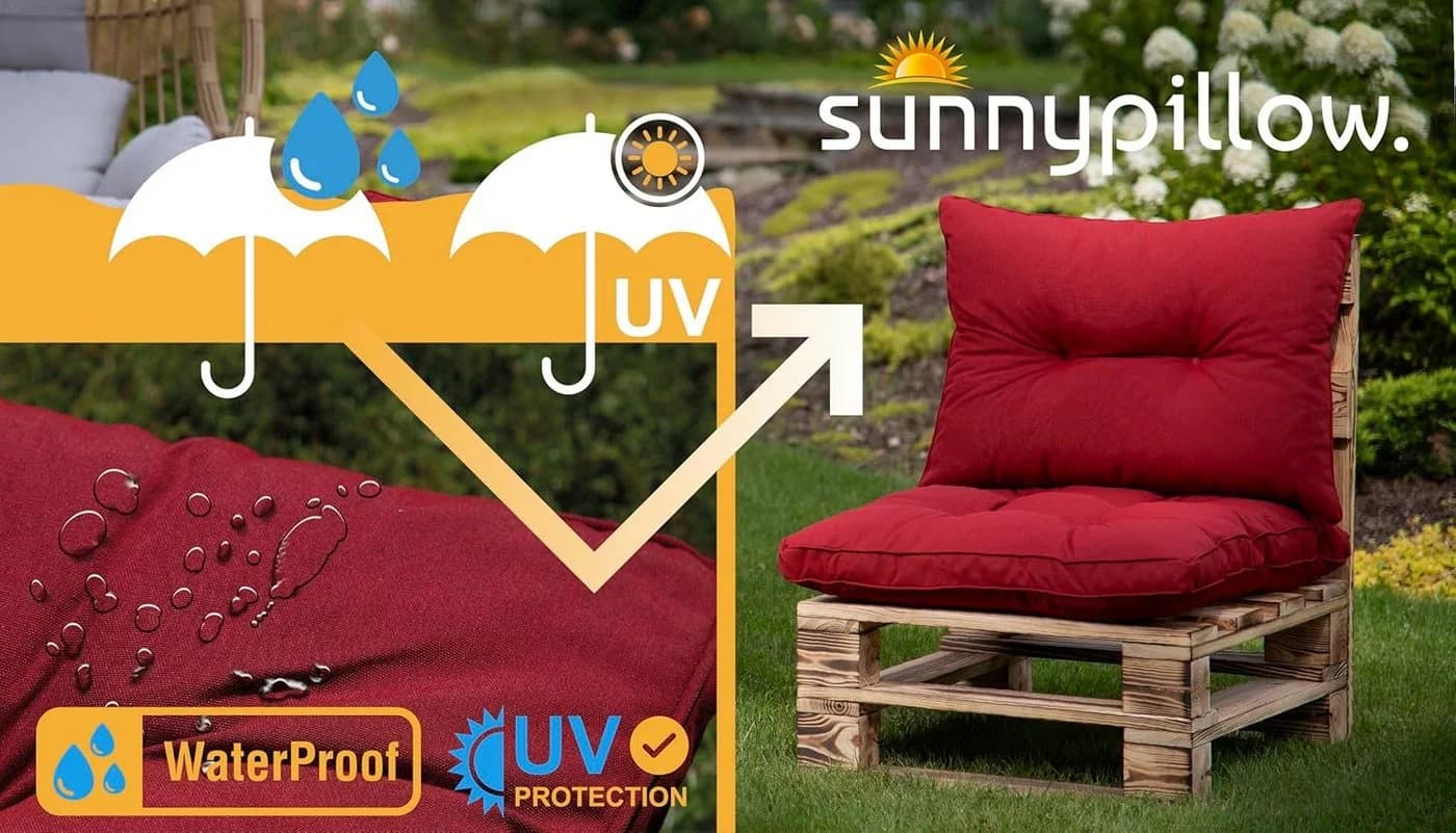 sunnypillow Stuhlkissen Gartenkissen Rot Outdoor Indoor - Bild 5