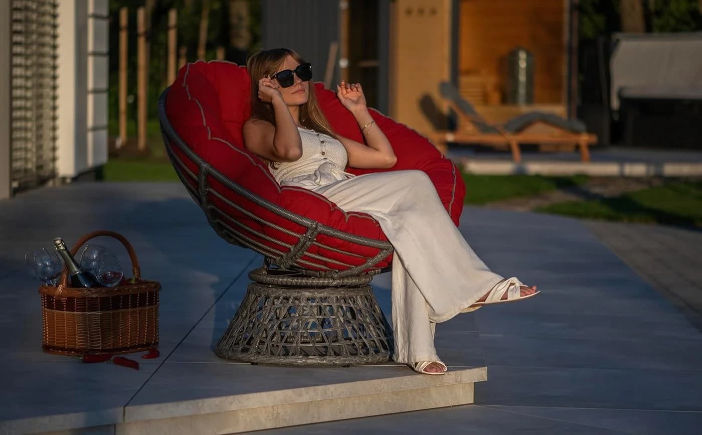 sunnypillow Sesselauflage Schwarz UV-beständig