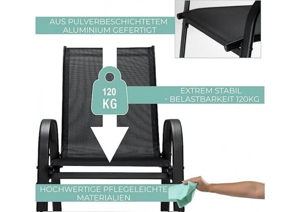 sunnypillow 4-Fußstuhl Stapelstühle Schwarz Hochlehner Gartenstühle - Bild 5