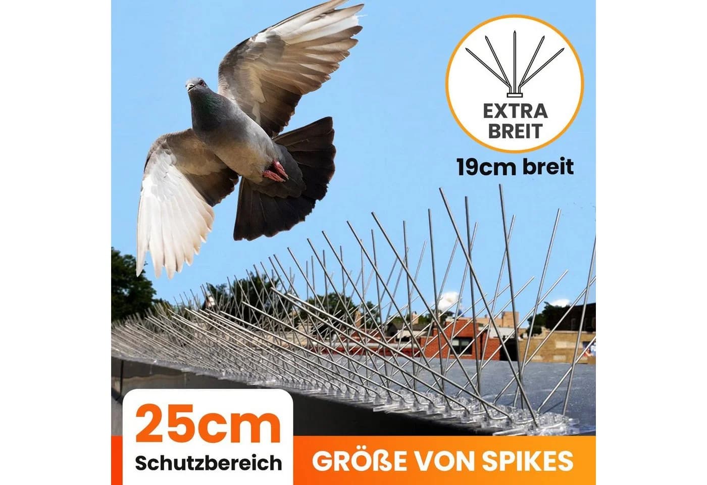 KONZEPT Taubenspikes 5-reihig Edelstahl Vogelabwehr Set