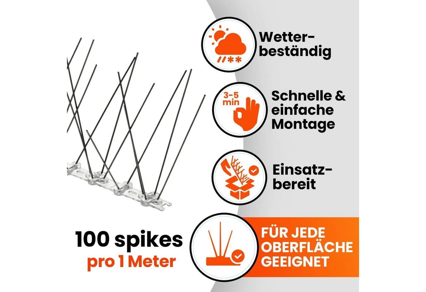 KONZEPT Taubenspikes 5-reihig Edelstahl Vogelabwehr Set - Bild 3