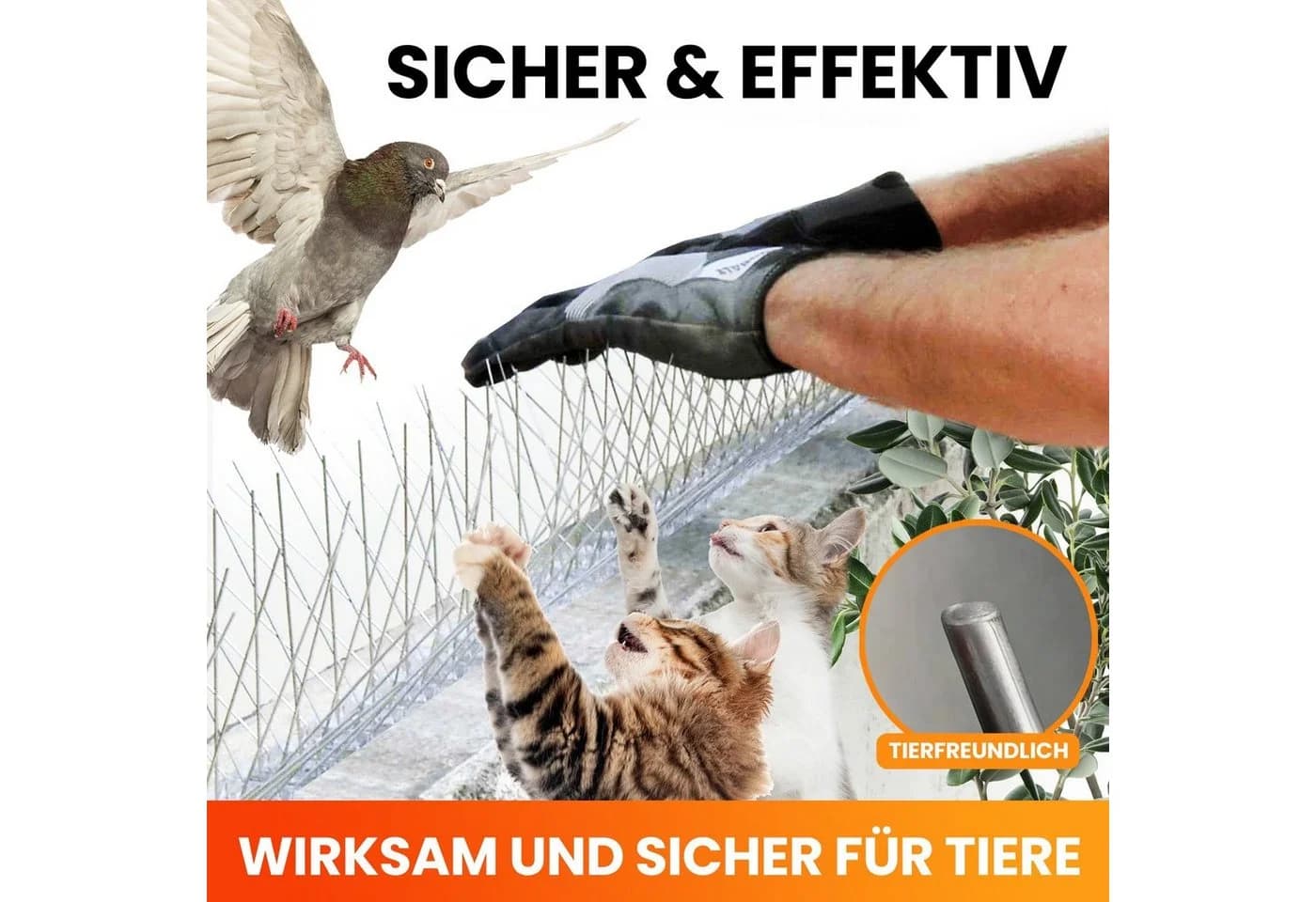 KONZEPT Taubenspikes 5-reihig Edelstahl Vogelabwehr Set - Bild 5