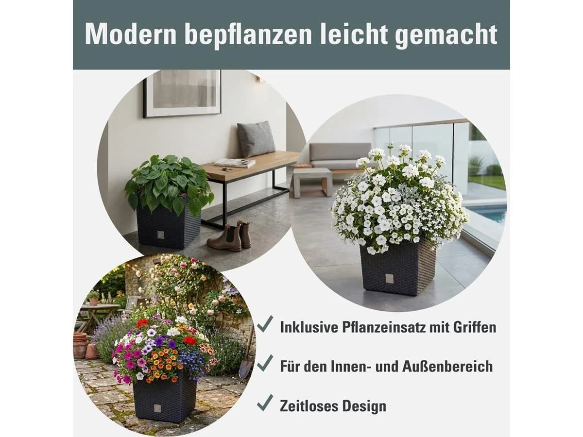 Prosperplast Blumentopf Rato Low 26,6 cm Anthrazit Kunststoff