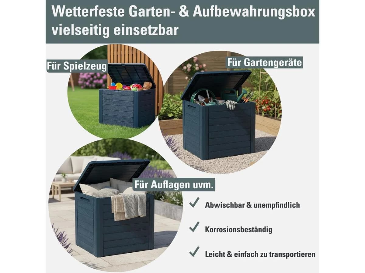 Prosperplast Woodebox Aufbewahrungsbox 140L Anthrazit Kunststoff Holzoptik - Bild 2