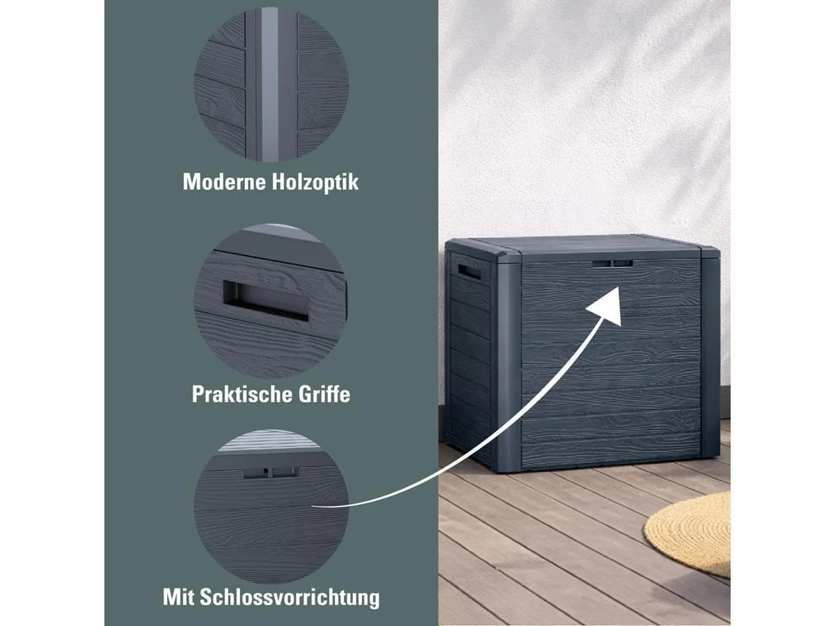 Prosperplast Woodebox Aufbewahrungsbox 140L Anthrazit Kunststoff Holzoptik - Bild 5