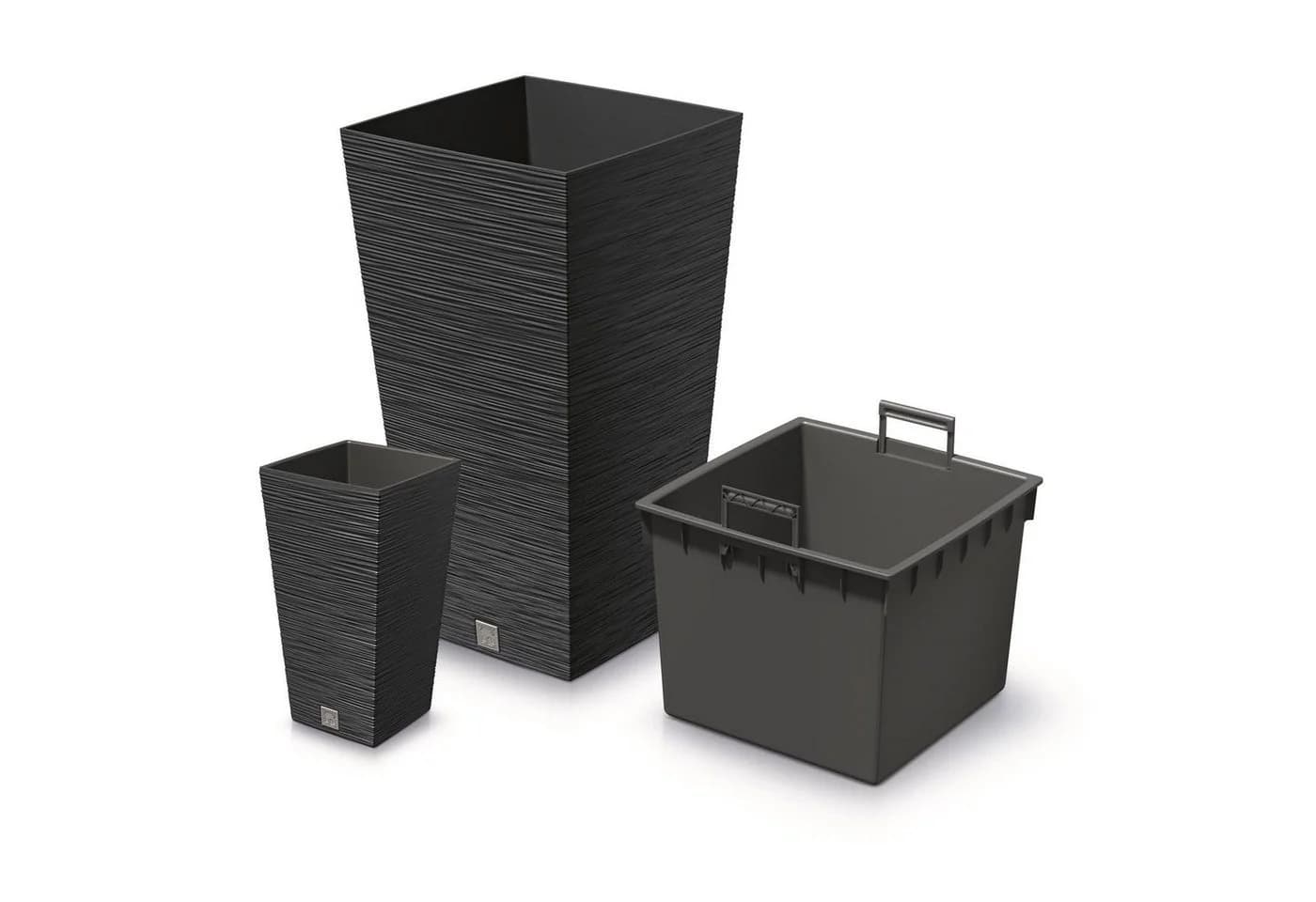 Prosperplast Furu Square Blumentopf mit Einsatz 19 L Schwarz
