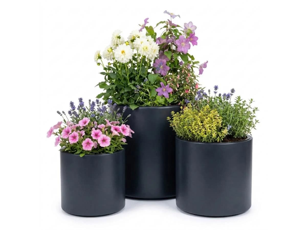 Prosperplast Blumentopf Heos Anthrazit mit Einsatz 30 cm - Bild 3