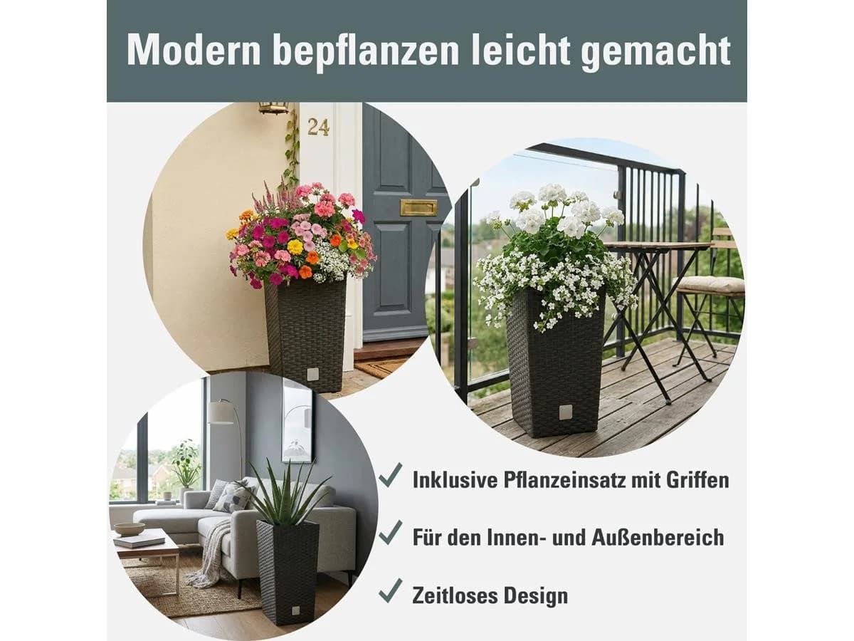 Prosperplast Blumentopf Rato Square 50 cm Anthrazit inkl. Einsatz