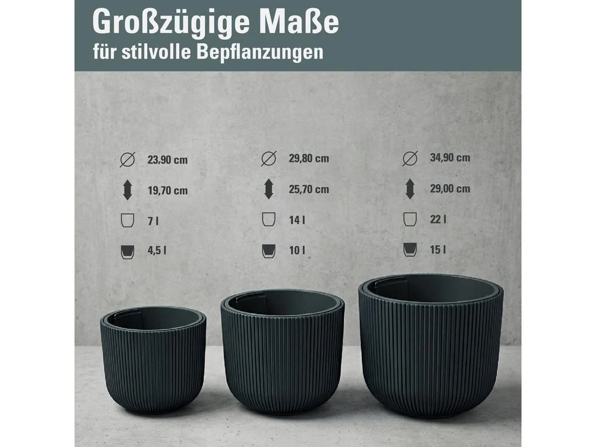 Prosperplast Blumentopf Milly Anthrazit mit Pflanzeinsatz - Bild 3