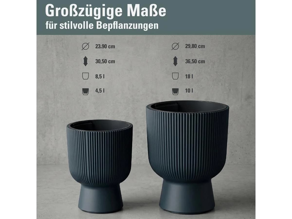 Prosperplast Blumentopf Milly Round Anthrazit mit Pflanzeinsatz