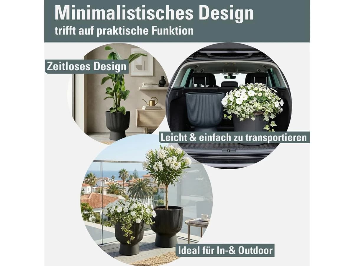 Prosperplast Blumentopf Milly Round Anthrazit mit Pflanzeinsatz - Bild 5